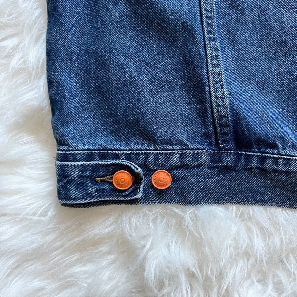 New! LA DETRESSE Logo Amnesia Retro Style Oversized Hand Print Denim Jacket - Picture 6 of 8